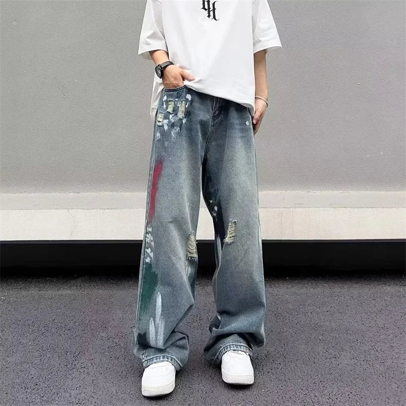 Y2K Painters Brush Distressed Baggy Jeans