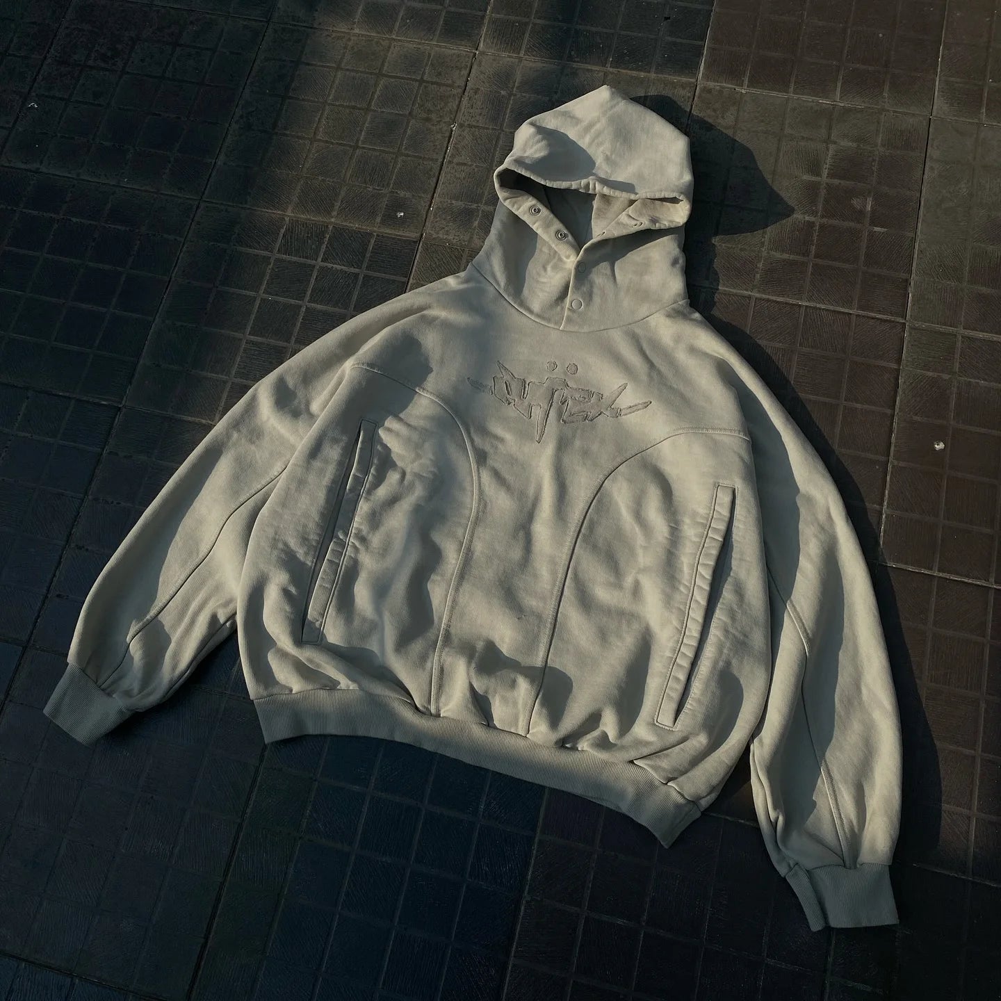 Y2K Panelled Embroidered Baggy Hoodie