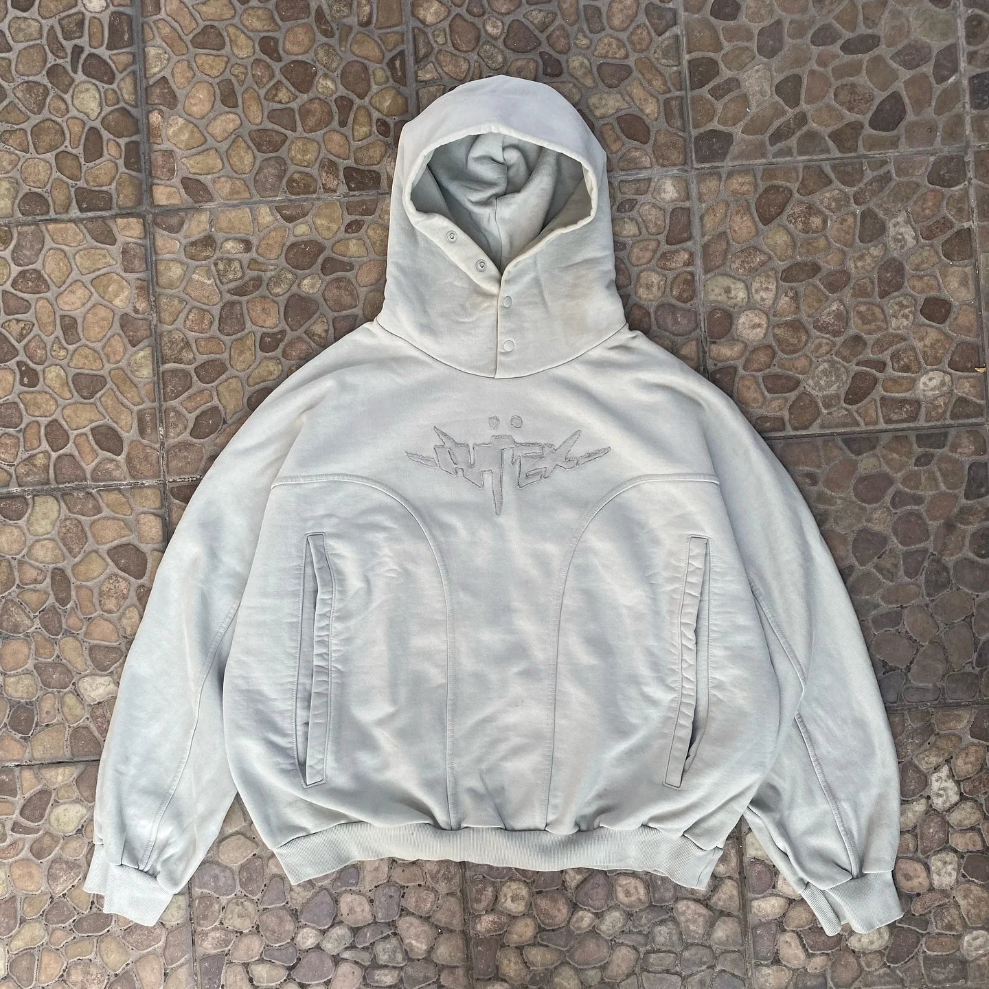 Y2K Panelled Embroidered Baggy Hoodie