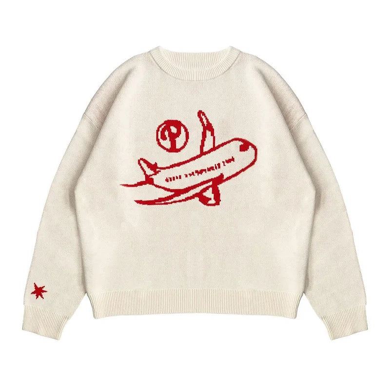 Y2K Paper Planes Crewneck Knitted Sweater