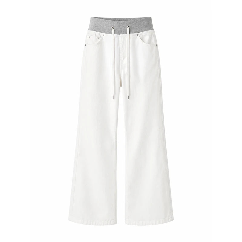 Y2K Patchwork Cargo Vintage White Low Rise Bootcut Jeans