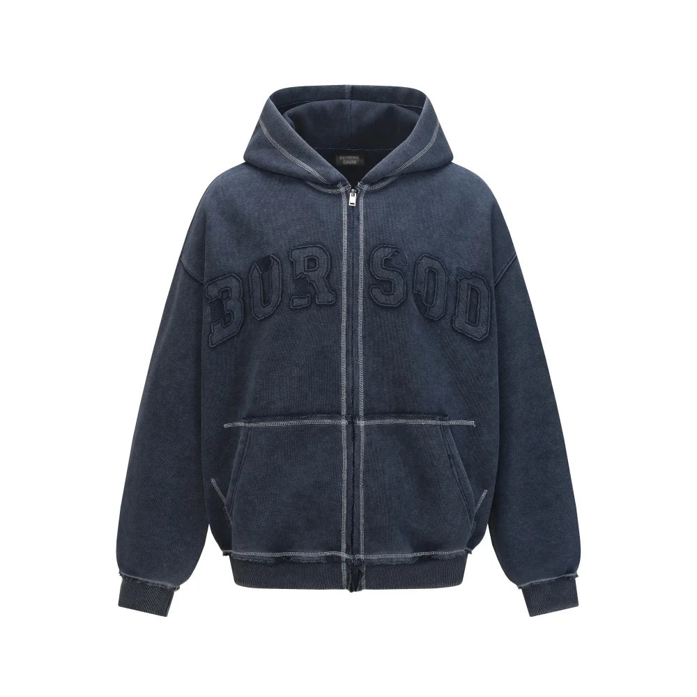Y2K Patchwork Embroidered Zip Up Hoodie