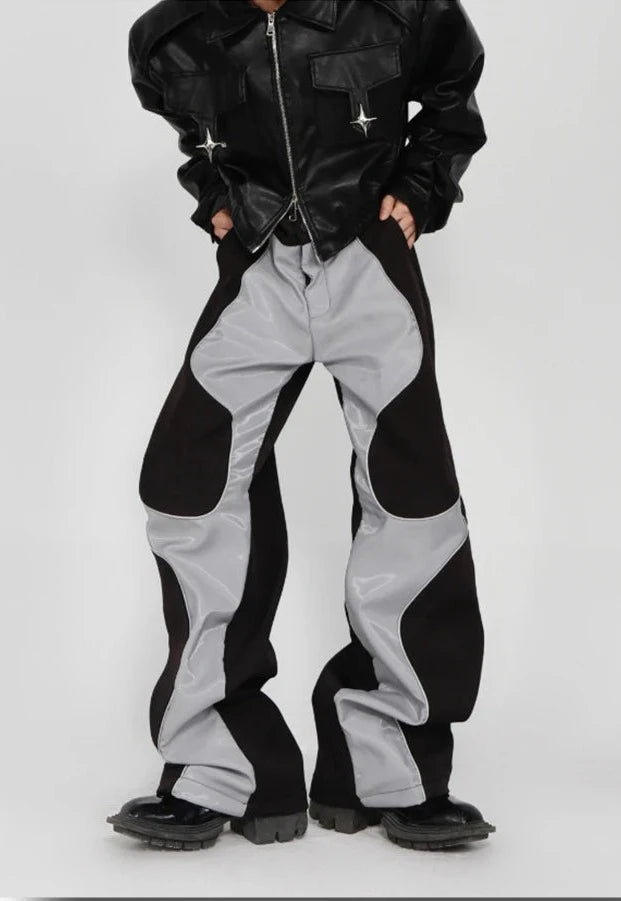 Y2K Patchwork Leather Baggy Trousers