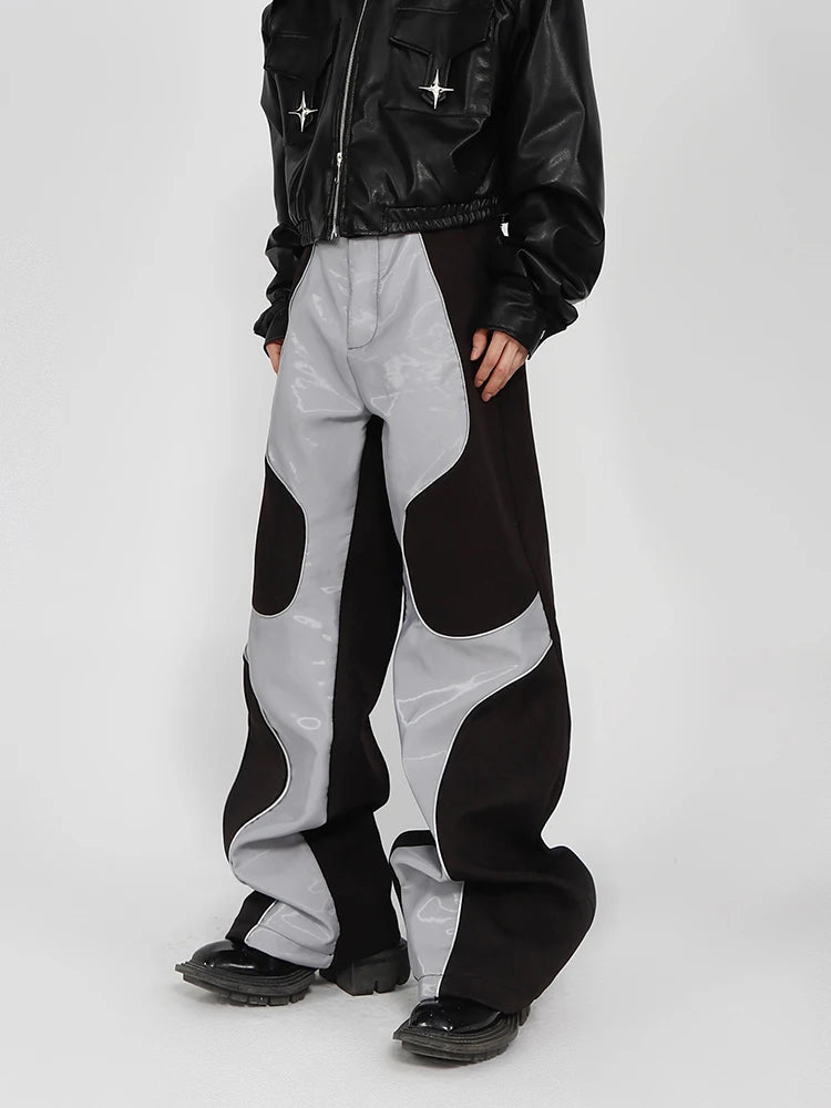 Y2K Patchwork Leather Baggy Trousers