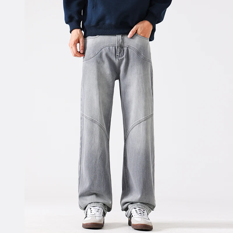 Y2K Patchwork Straight Leg Boyfriend Fit Denim Jeans
