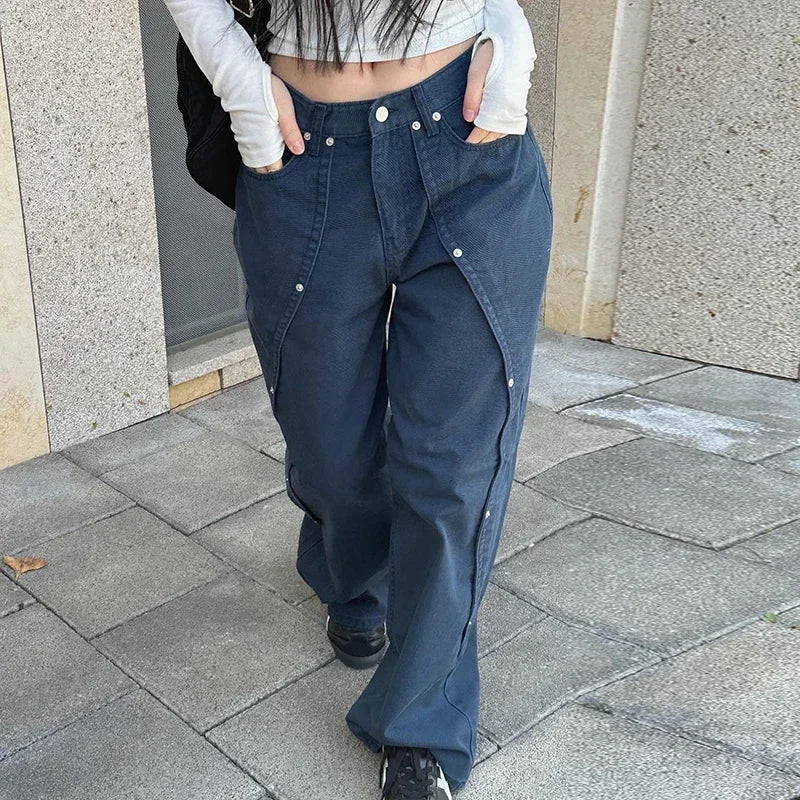 Y2K Patchwork Workwear Baggy Jeans