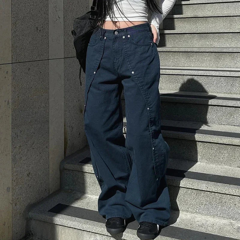 Y2K Patchwork Workwear Baggy Jeans