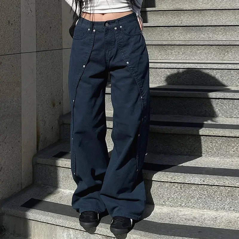 Y2K Patchwork Workwear Baggy Jeans