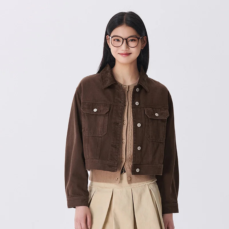 Y2K Petite Cropped Retro Denim Jacket