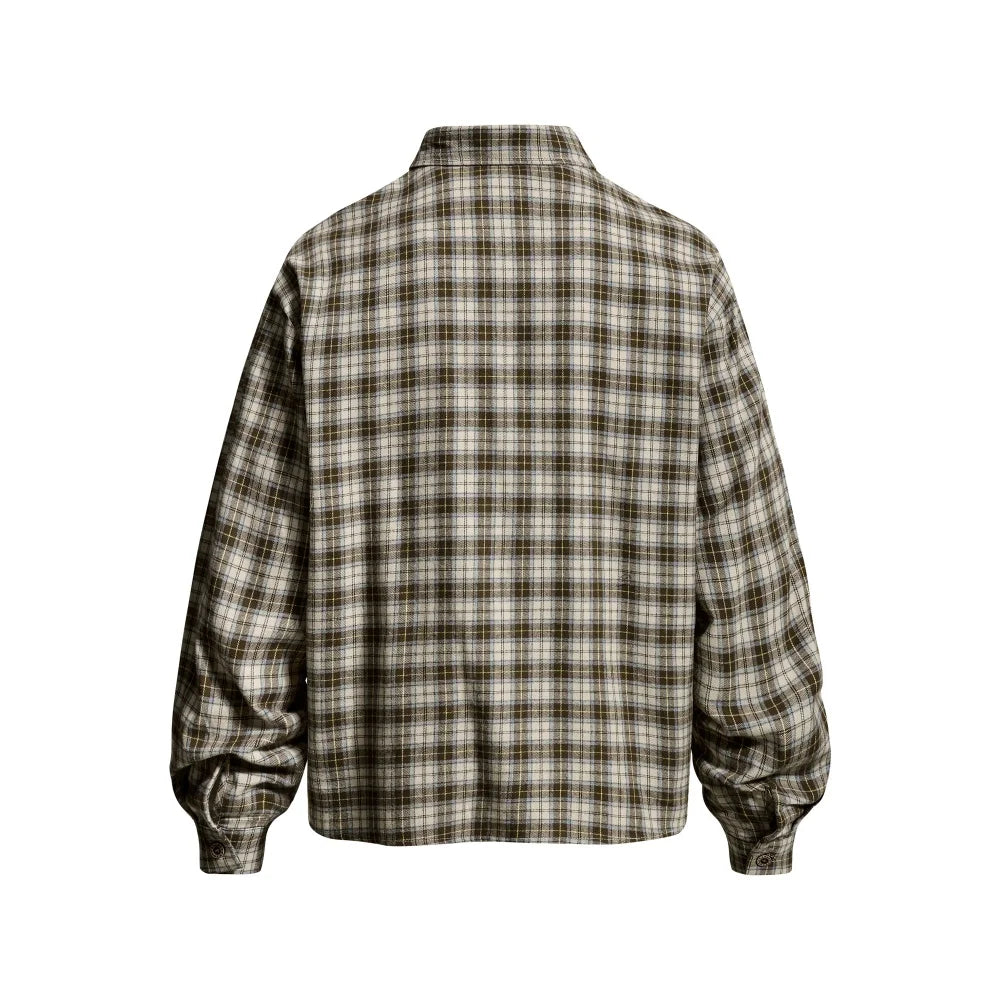 Y2K Plaid "I Love You" Embroidered Long Sleeve Shirt