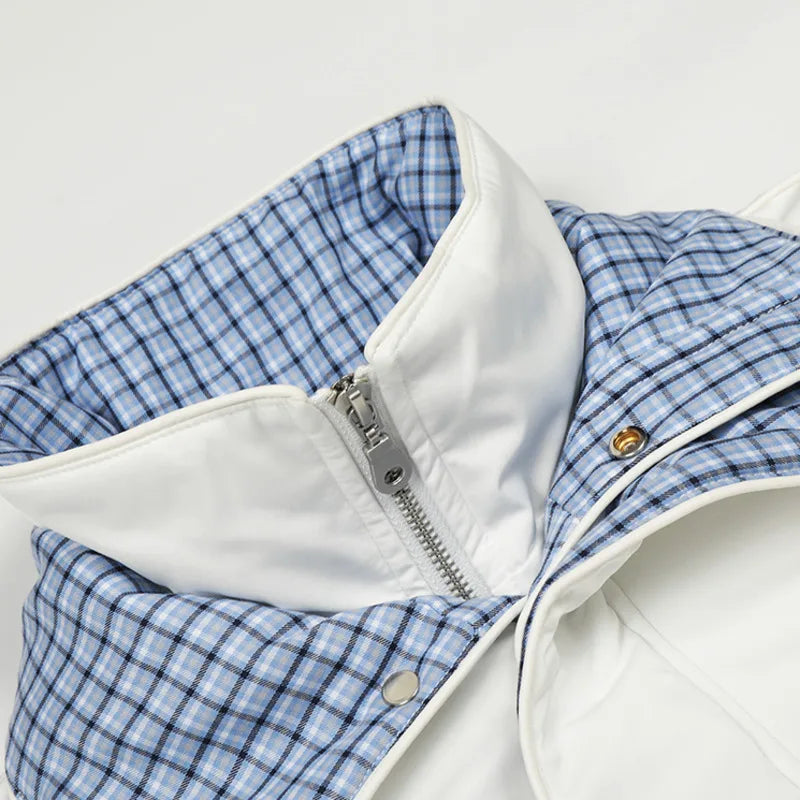 Y2K Plaid Inside Collar Mock Two Piece Jacket