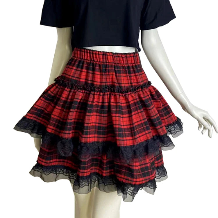 Y2K Plaid Layered Mini Skirt