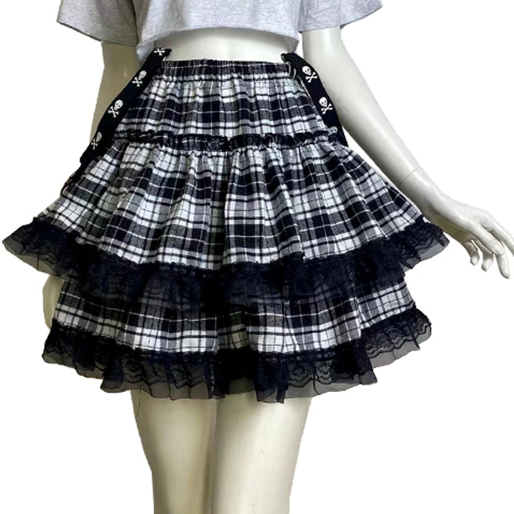 Y2K Plaid Layered Mini Skirt