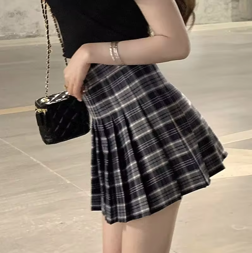 Y2K Plaid Pleated High Waist Mini Skirt