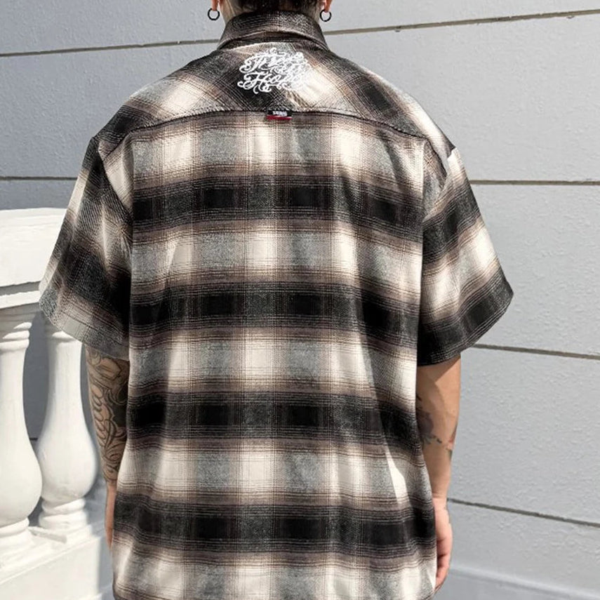 Y2K Plaid Short Sleeve Button Down Shirt