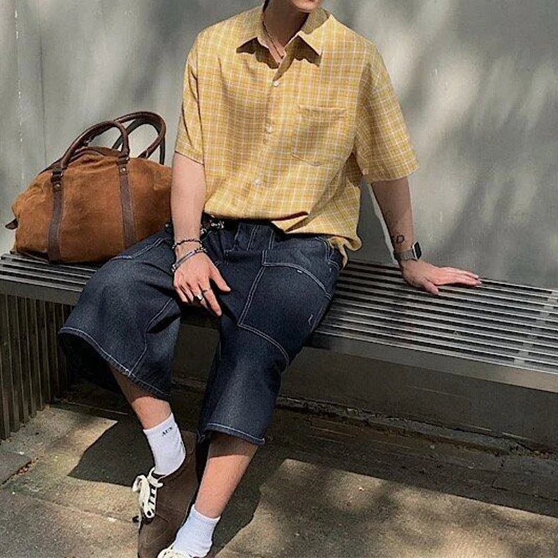 Y2K Plaid Short Sleeve Button Down Shirt