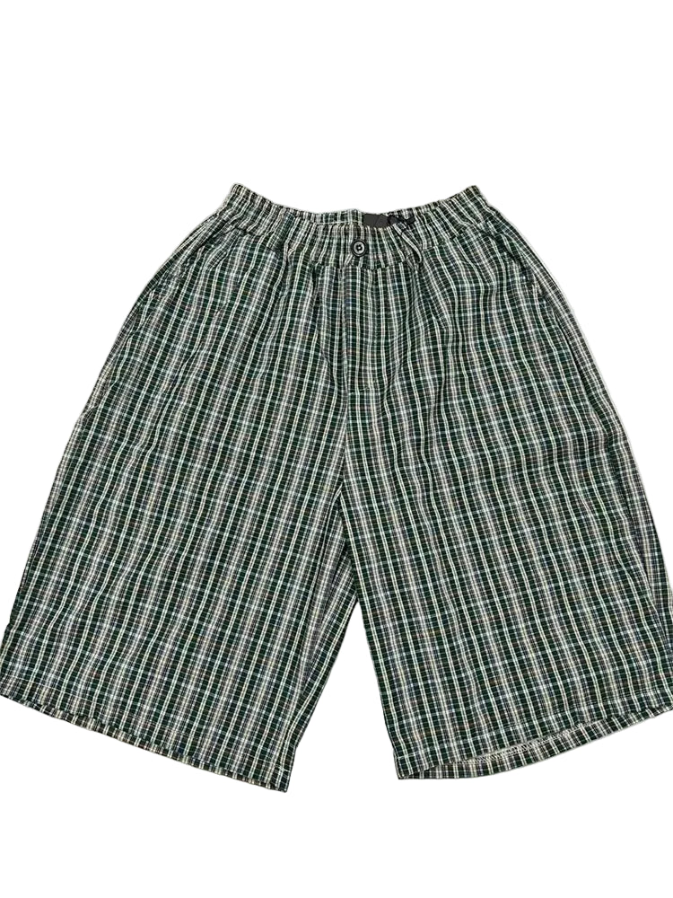 Y2K Plaid Thin Long Shorts Jorts