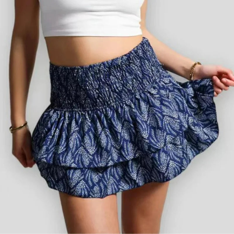 Y2K Pleated Beached Ruffle Mini Skirt