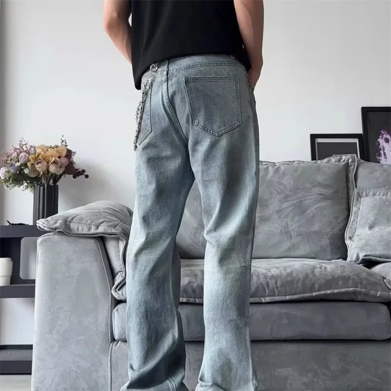 Y2K Pleated Slight Flare Baggy Jeans