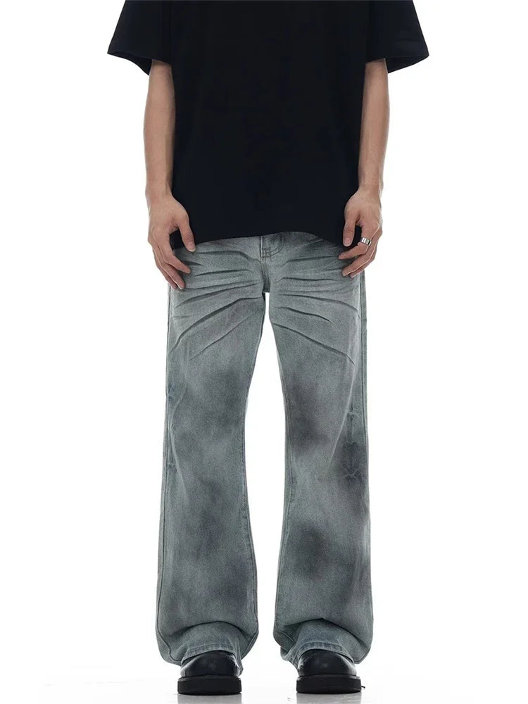Y2K Pleated Slight Flare Baggy Jeans