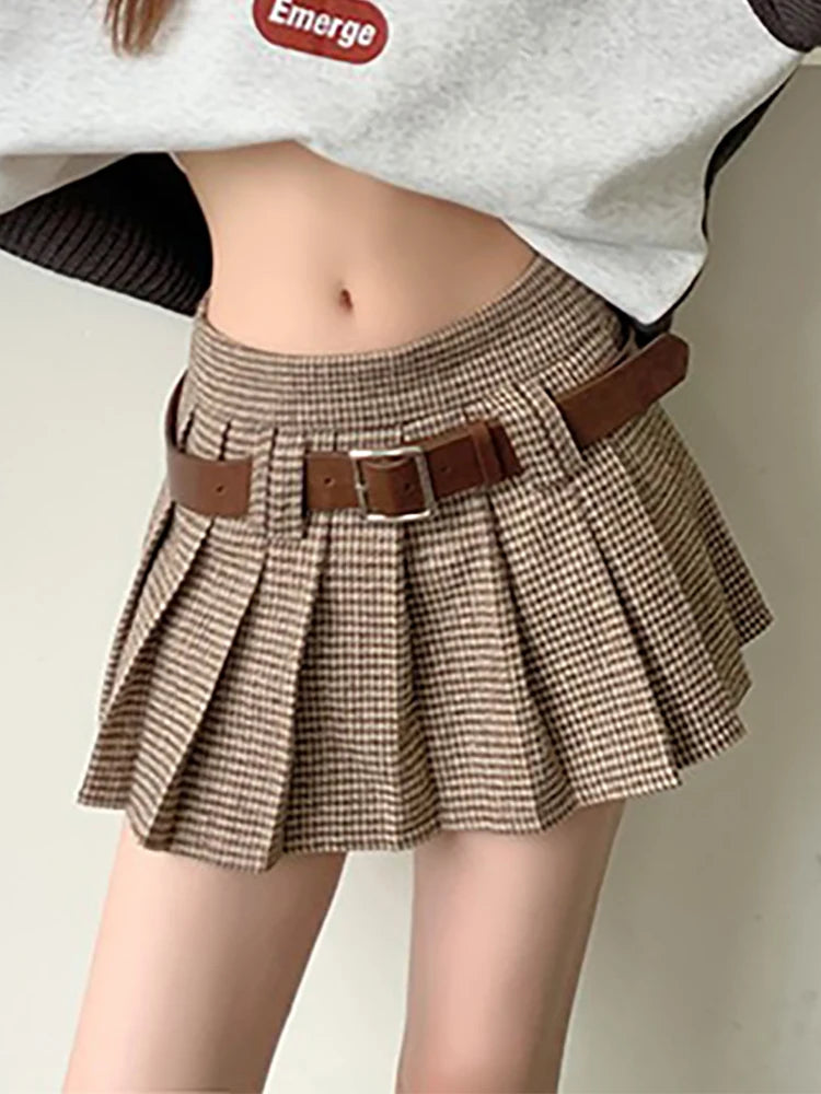 Y2K Pleated Squared Mini Skirt