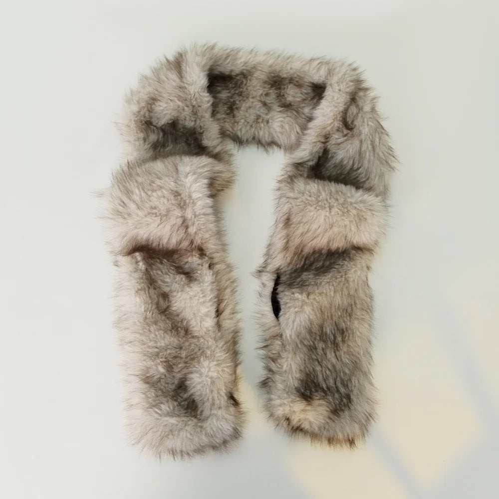 Y2K Plush Long Faux Fur Long Scarf