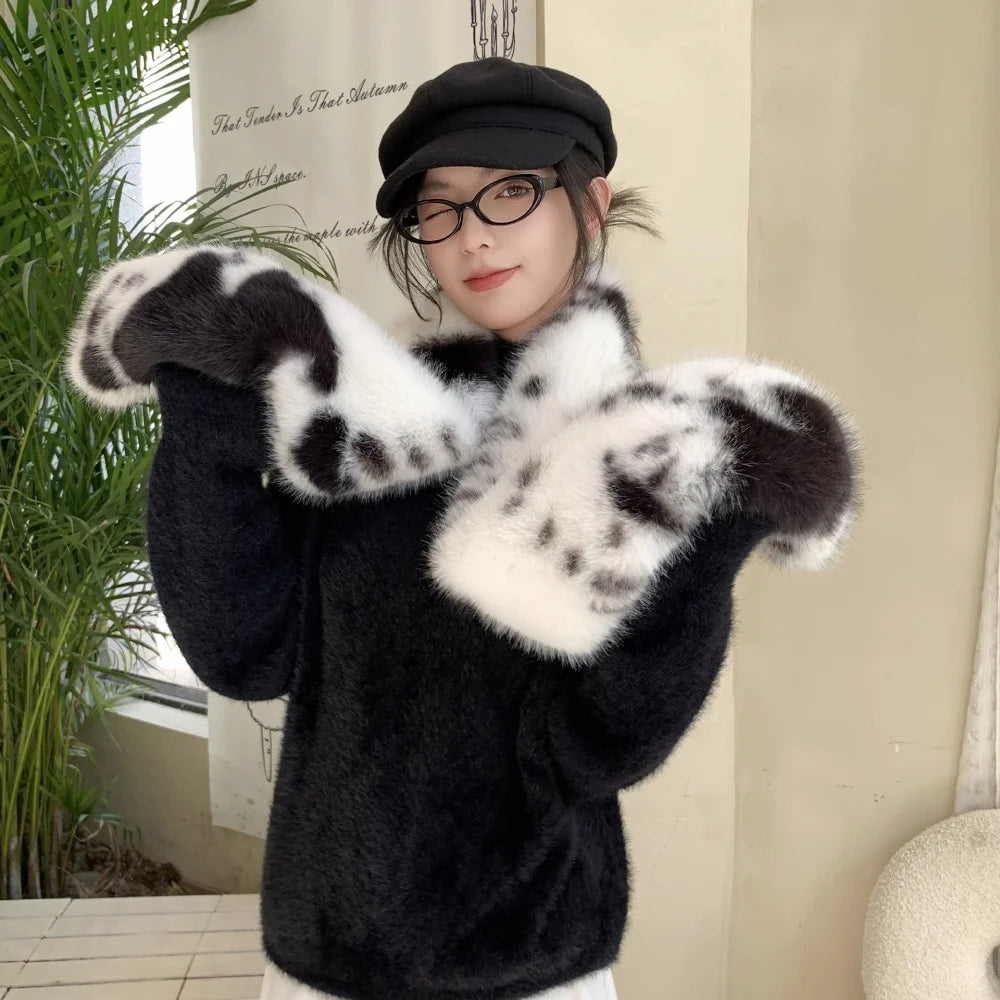 Y2K Plush Long Faux Fur Long Scarf