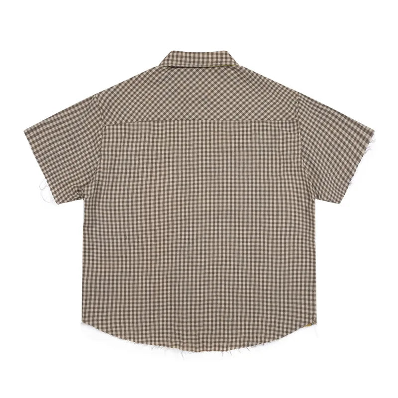 Y2K Pocket Plaid Reversible Short Sleeve Shirt