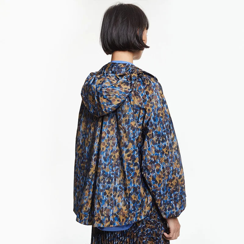 Y2K Pond Flower Design Thin Light Windbreaker Jacket
