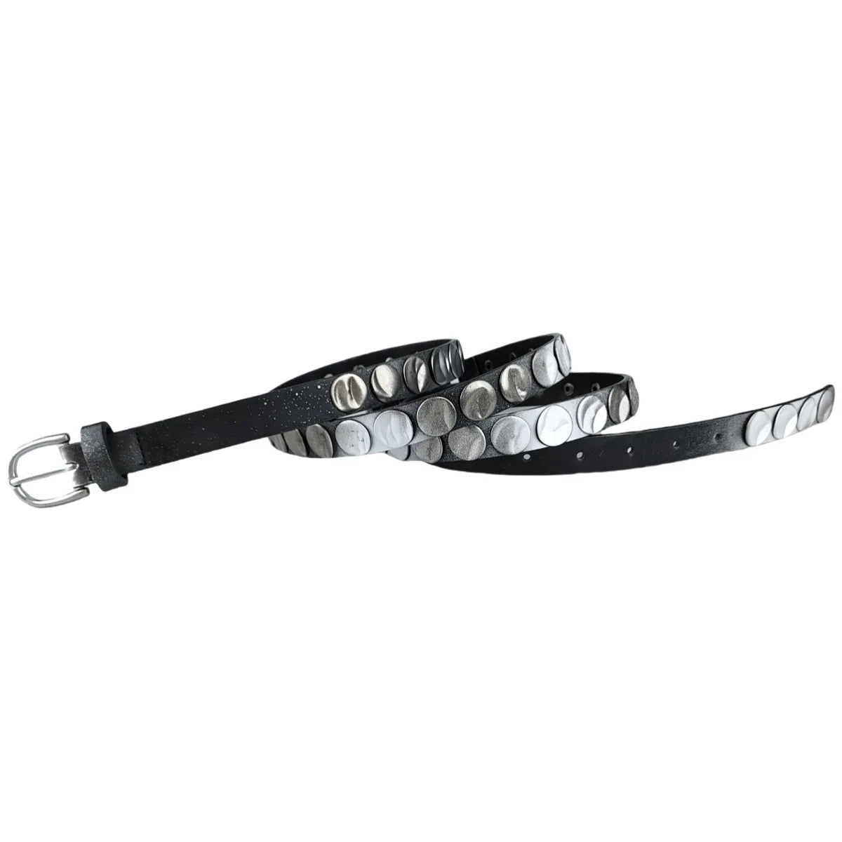Y2K Punk Double Loop Studded Leather Belt