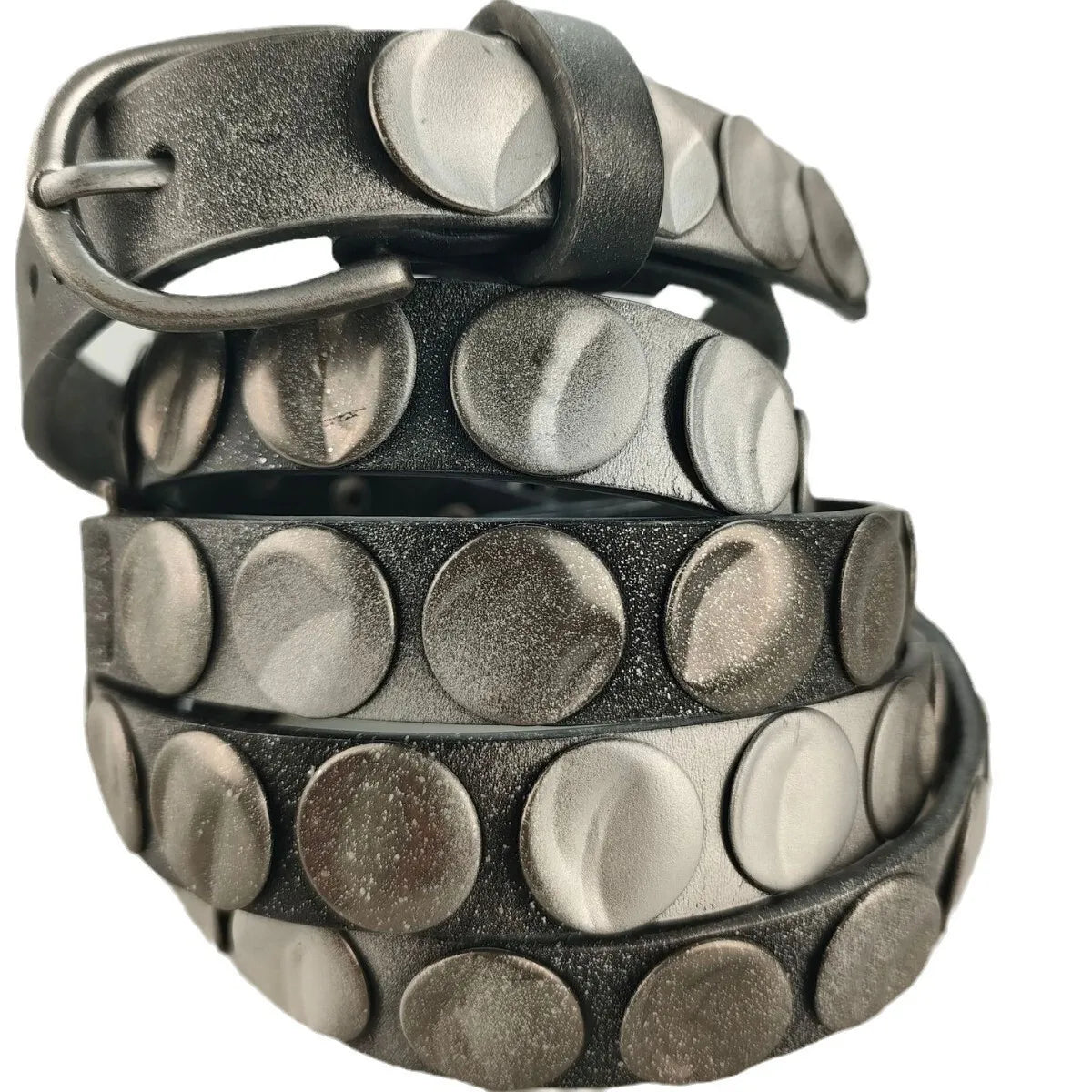 Y2K Punk Double Loop Studded Leather Belt