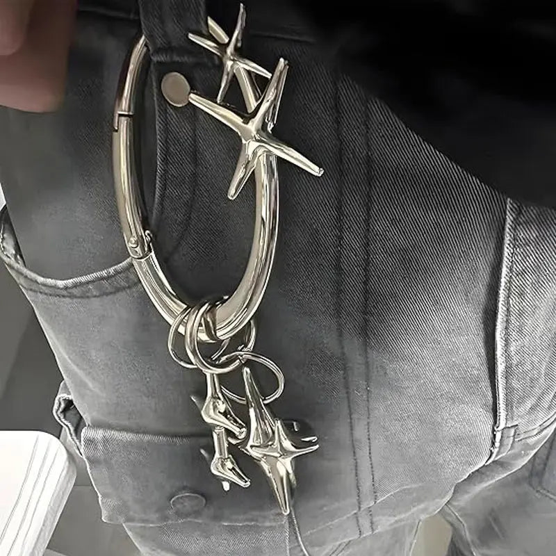 Y2K Punk Metal Star Oval Carabiner Keychain