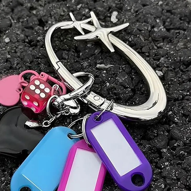 Y2K Punk Metal Star Oval Carabiner Keychain