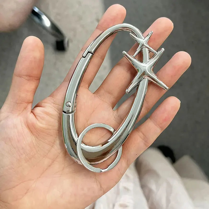 Y2K Punk Metal Star Oval Carabiner Keychain