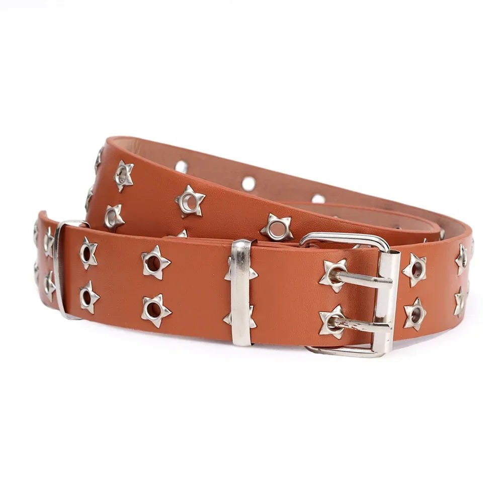 Y2K Punk Star Rivet PU Leather Belt