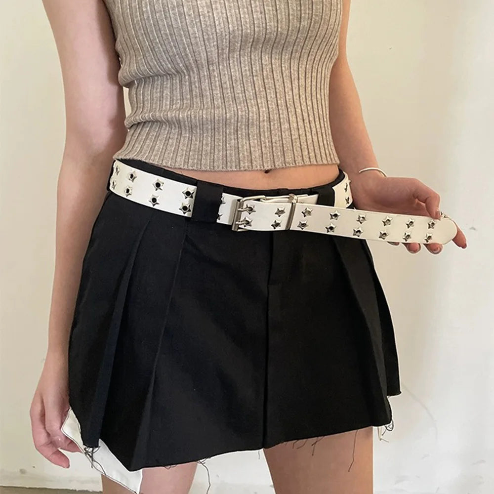 Y2K Punk Star Rivet PU Leather Belt