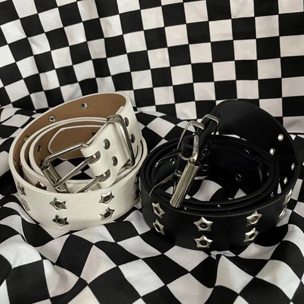 Y2K Punk Star Rivet PU Leather Belt