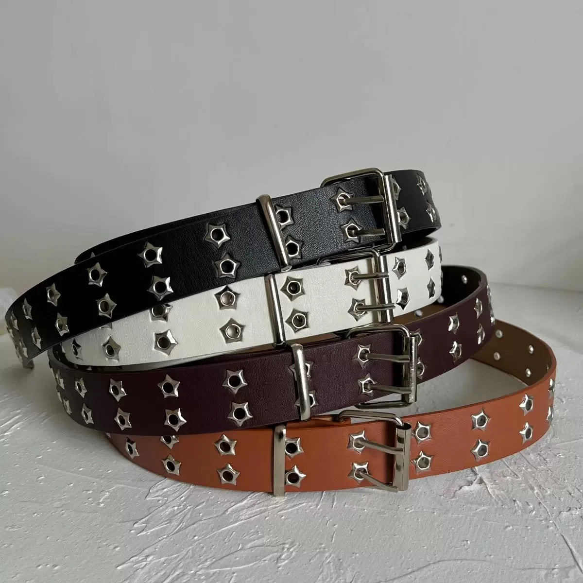 Y2K Punk Star Rivet PU Leather Belt