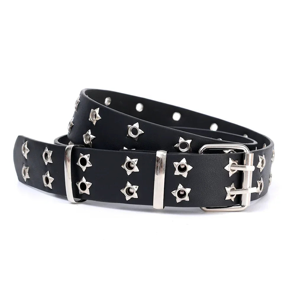 Y2K Punk Star Rivet PU Leather Belt