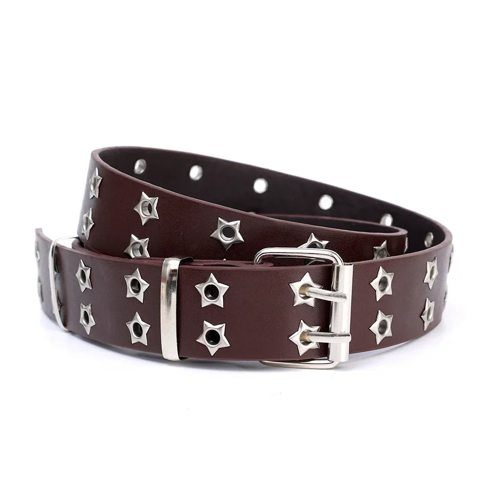 Y2K Punk Star Rivet PU Leather Belt