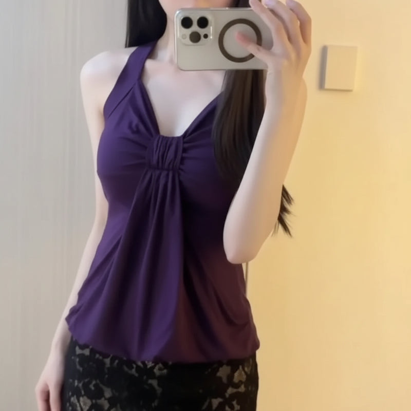 Y2K Purple Bow Tank Top