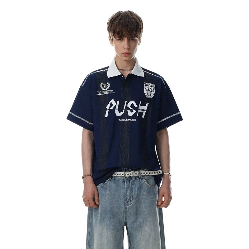 Y2K Push Striped Polo Shirt