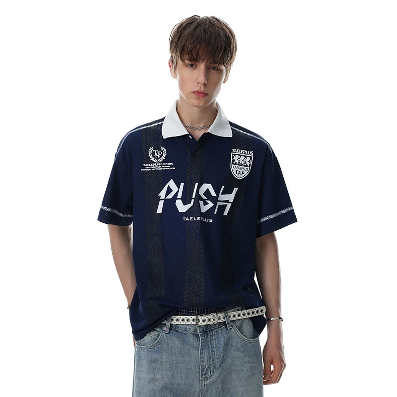Y2K Push Striped Polo Shirt