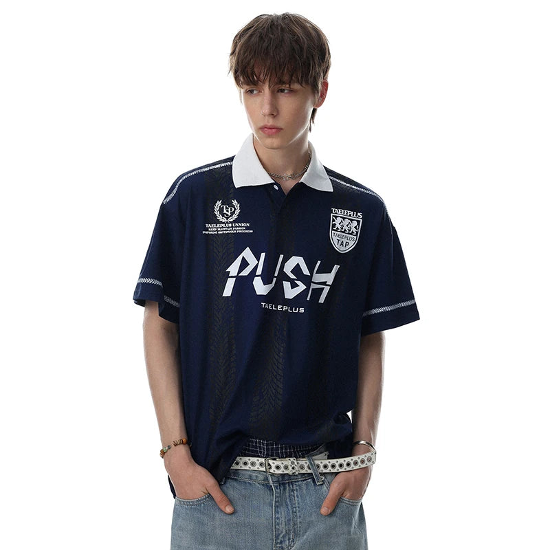 Y2K Push Striped Polo Shirt