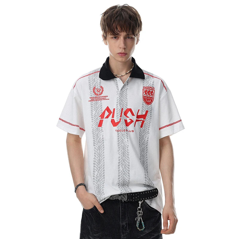 Y2K Push Striped Polo Shirt