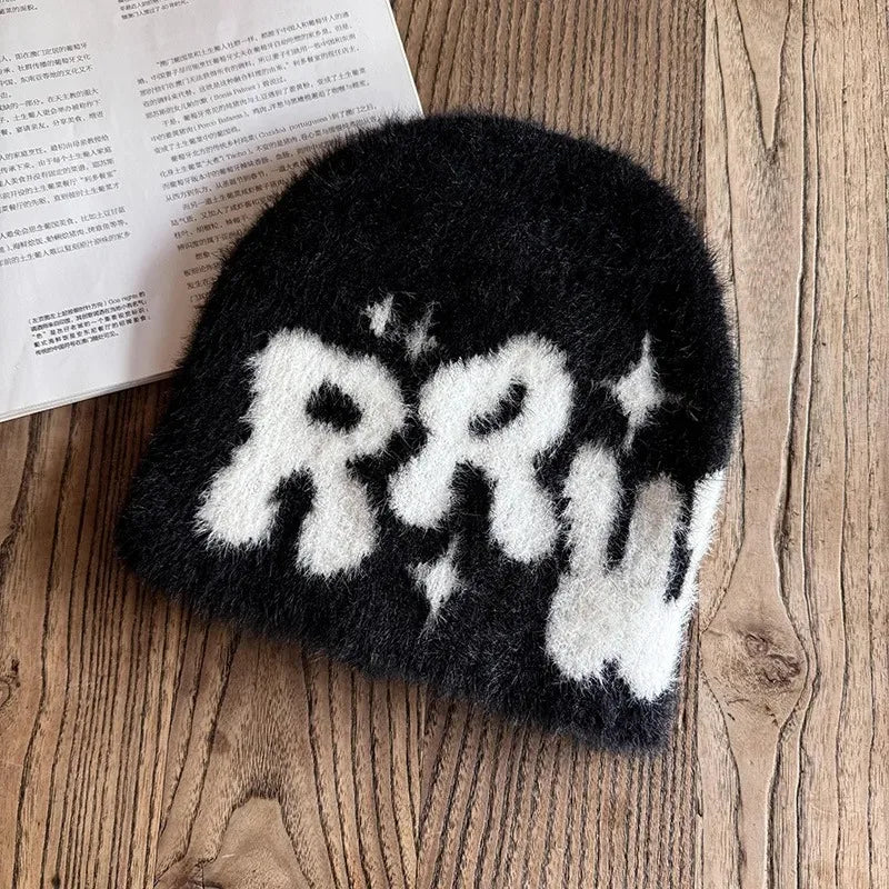 Y2K RRW Fuzzy Graphic Beanie