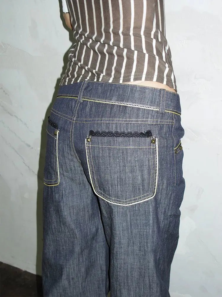Y2K Raw Look Vintage Grunge Low Waist Bootcut Jeans
