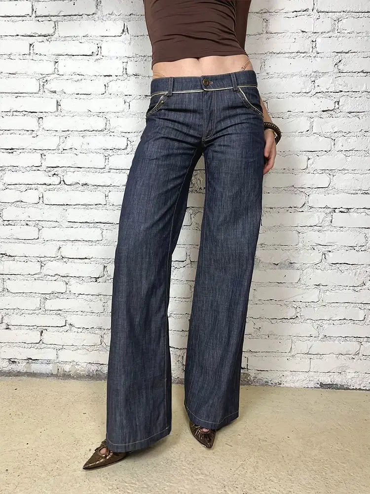 Y2K Raw Look Vintage Grunge Low Waist Bootcut Jeans