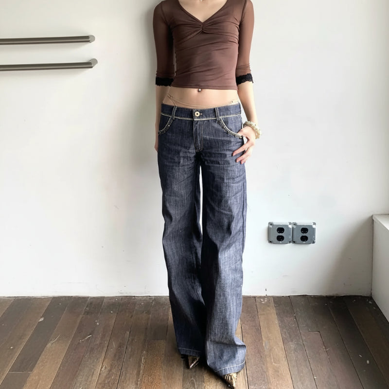 Y2K Raw Look Vintage Grunge Low Waist Bootcut Jeans