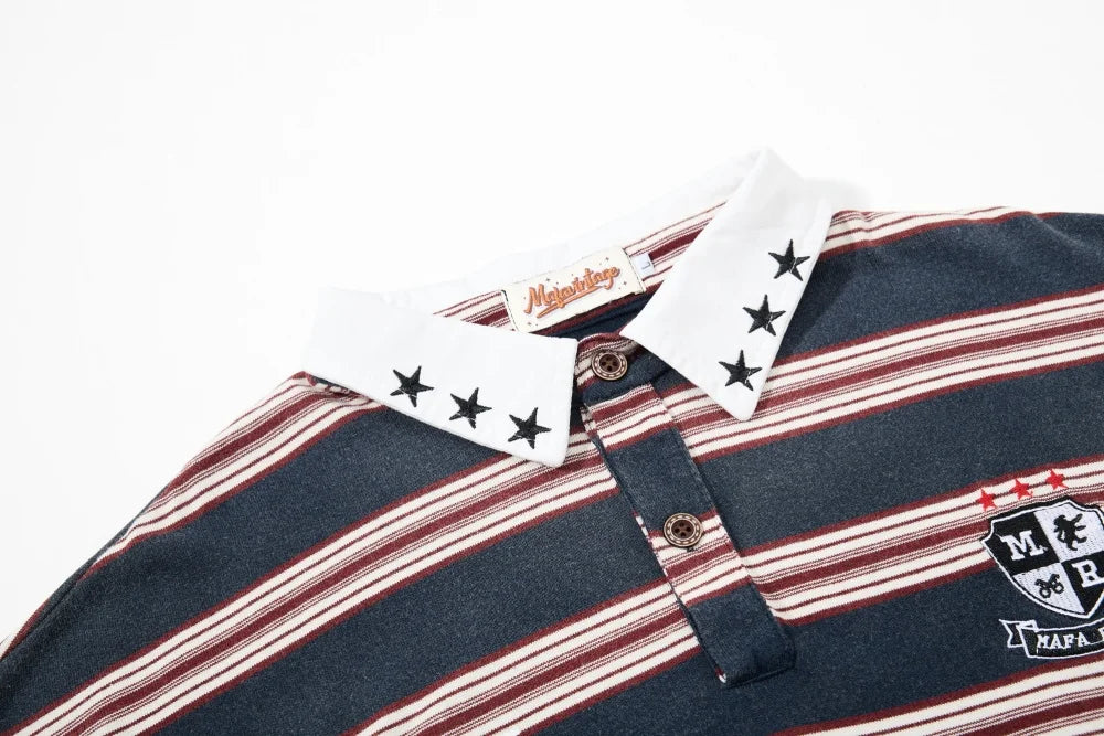 Y2K Red 90 Striped Polo Shirt
